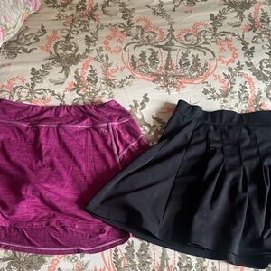 Black Pleated Skirt and Magenta Athletic Skort Duo